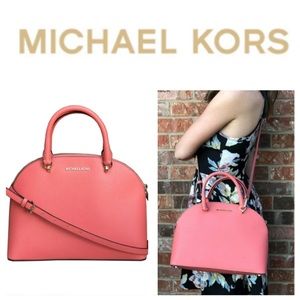 Michael Kors Dome leather satchel in ‘grapefruit’